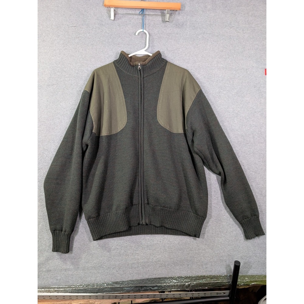 Beretta 100% Wool Full Zip Sweater Jacket Men's Large Hunting Shooting Lana Wool